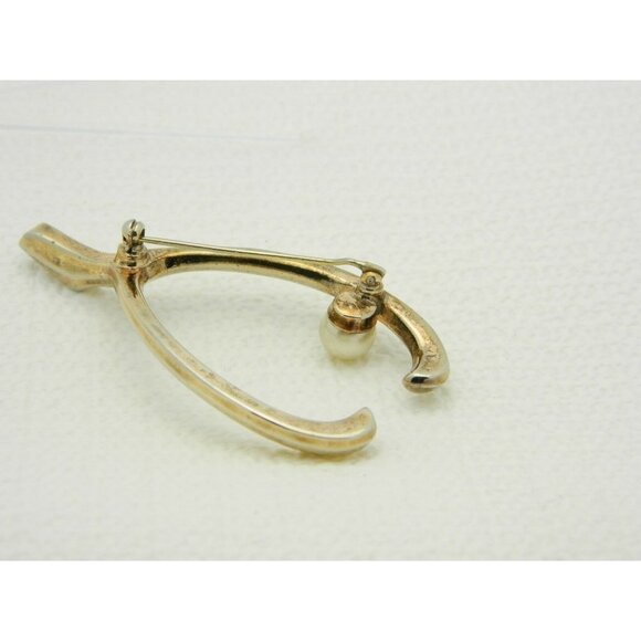 1950's CROWN TRIFARI Clear Rhinestone Faux Pearl - Picture 5 of 6